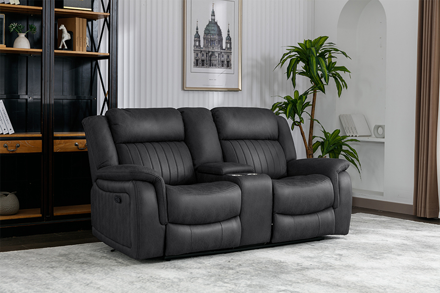 RC-7756 Poliészter Tech Fabric kézi fekvő Loveseat konzolral