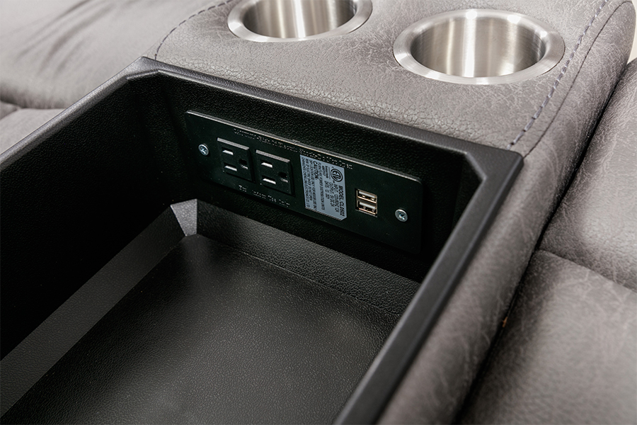 RC-7756 Poliészter Tech Fabric kézi fekvő Loveseat konzolral